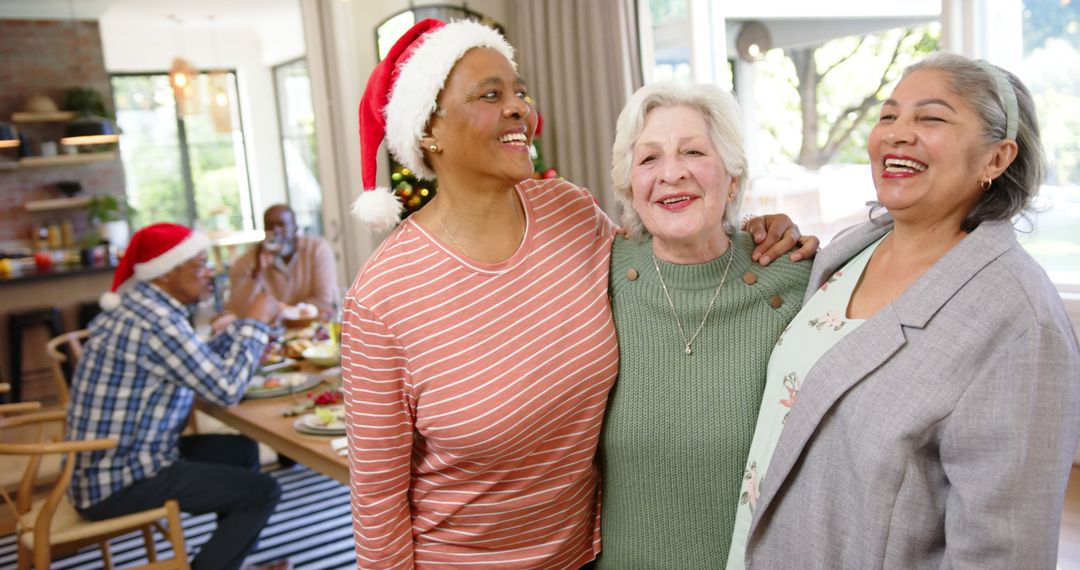 Joyful Seniors Celebrating Christmas Together at Home - Free Images, Stock Photos and Pictures on Pikwizard.com