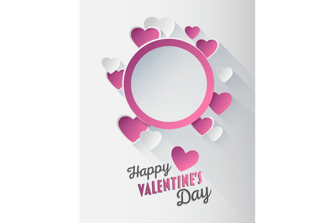 Vintage Valentines with 3D Hearts on Transparent Background