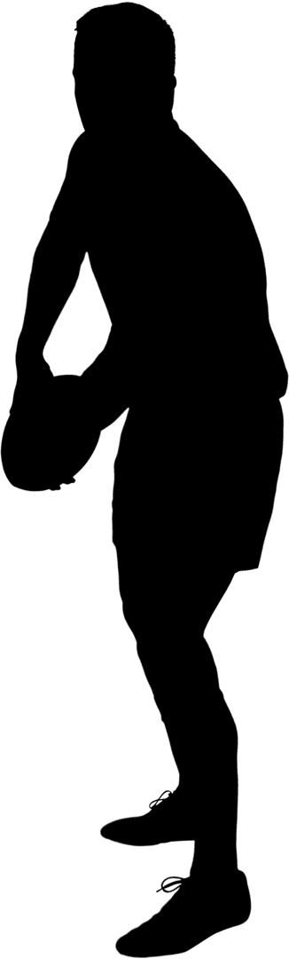 Transparent Silhouette Rugby Player Posing Dynamically