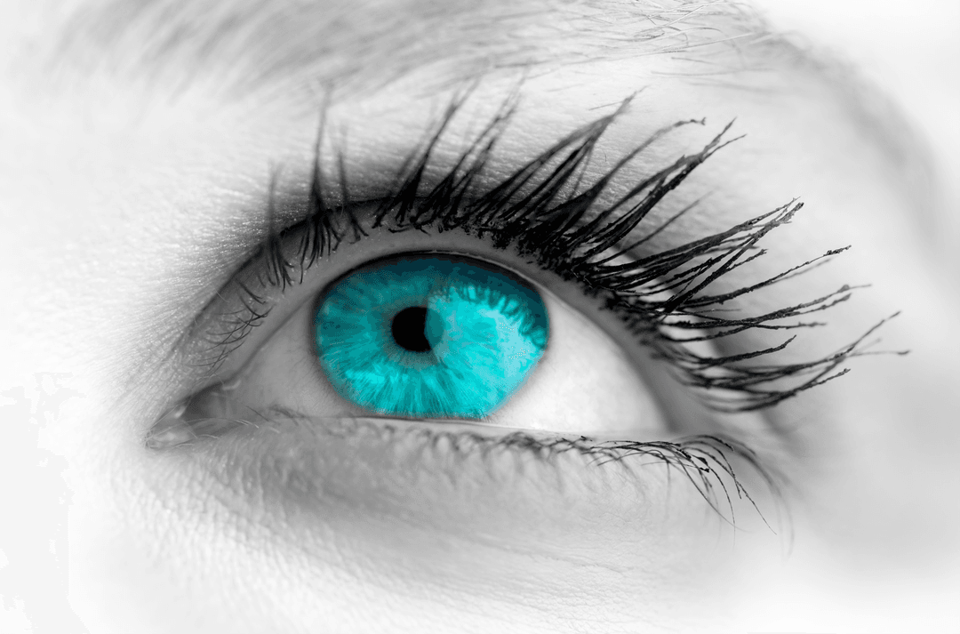 Close-up of Blue Eye with Transparent Skin Effect Looking Up