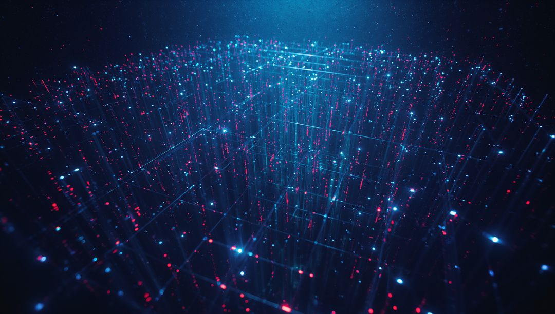 Futuristic Glowing Digital Grid in Abstract Virtual Space
