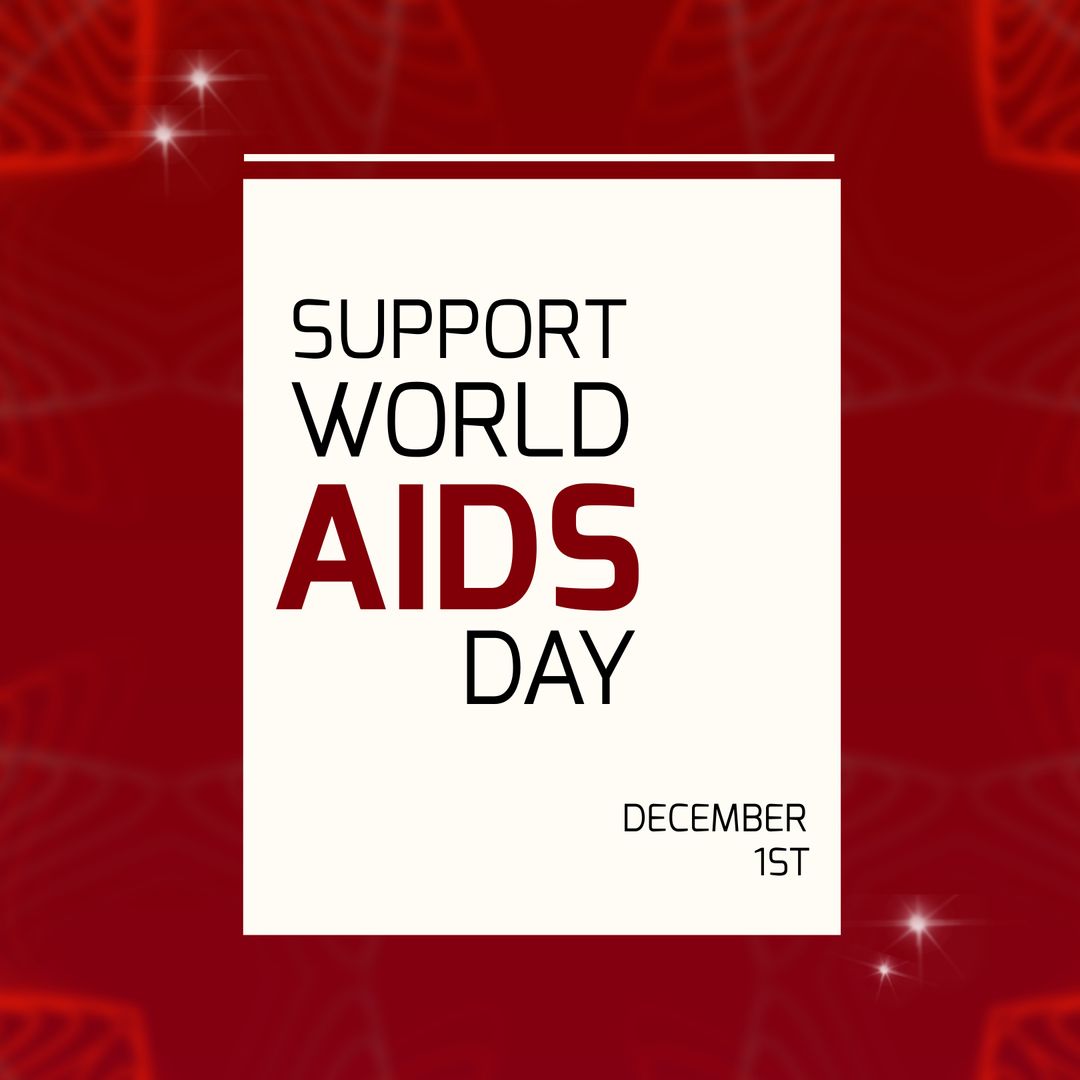 Support World AIDS Day Awareness December 1st Red Background