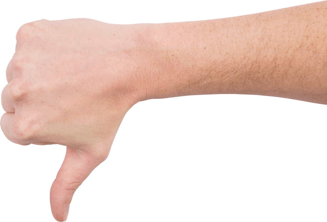 Transparent Thumbs Down Gesture Isolated on White Background