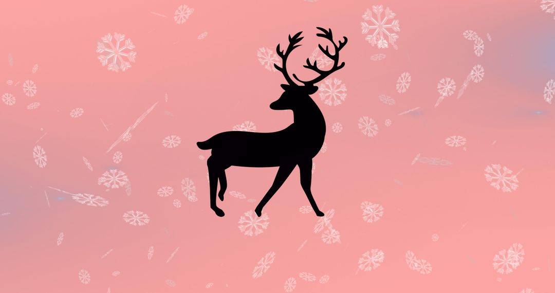 Silhouette of Reindeer with Snowflakes on Pink Background - Free Images, Stock Photos and Pictures on Pikwizard.com