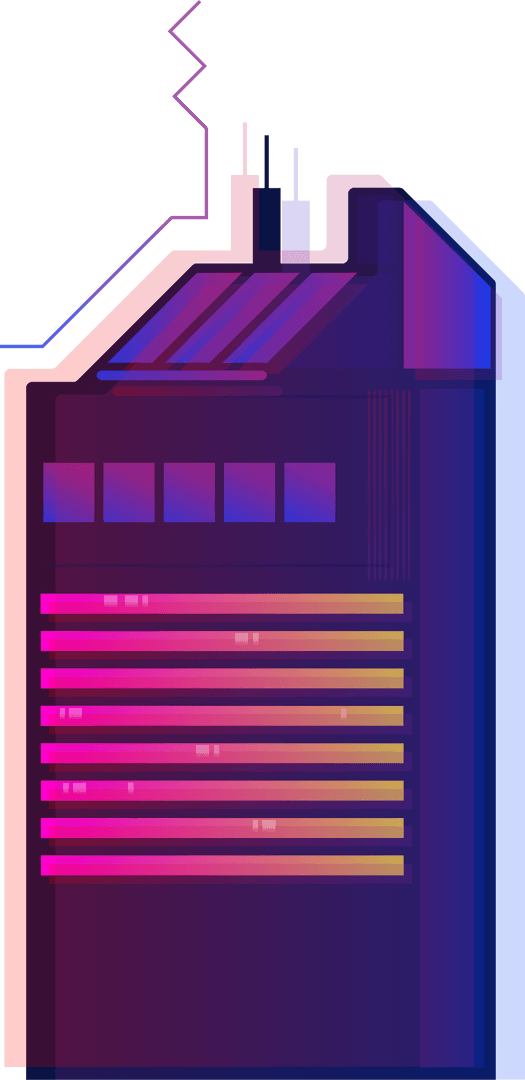 Abstract Neon Gradient Glitch Art on Transparent Surface