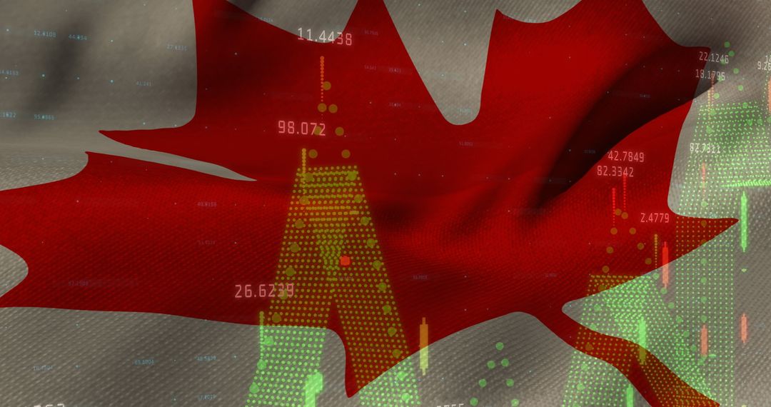 Canada Maple Leaf with Digital Financial Data Overlay