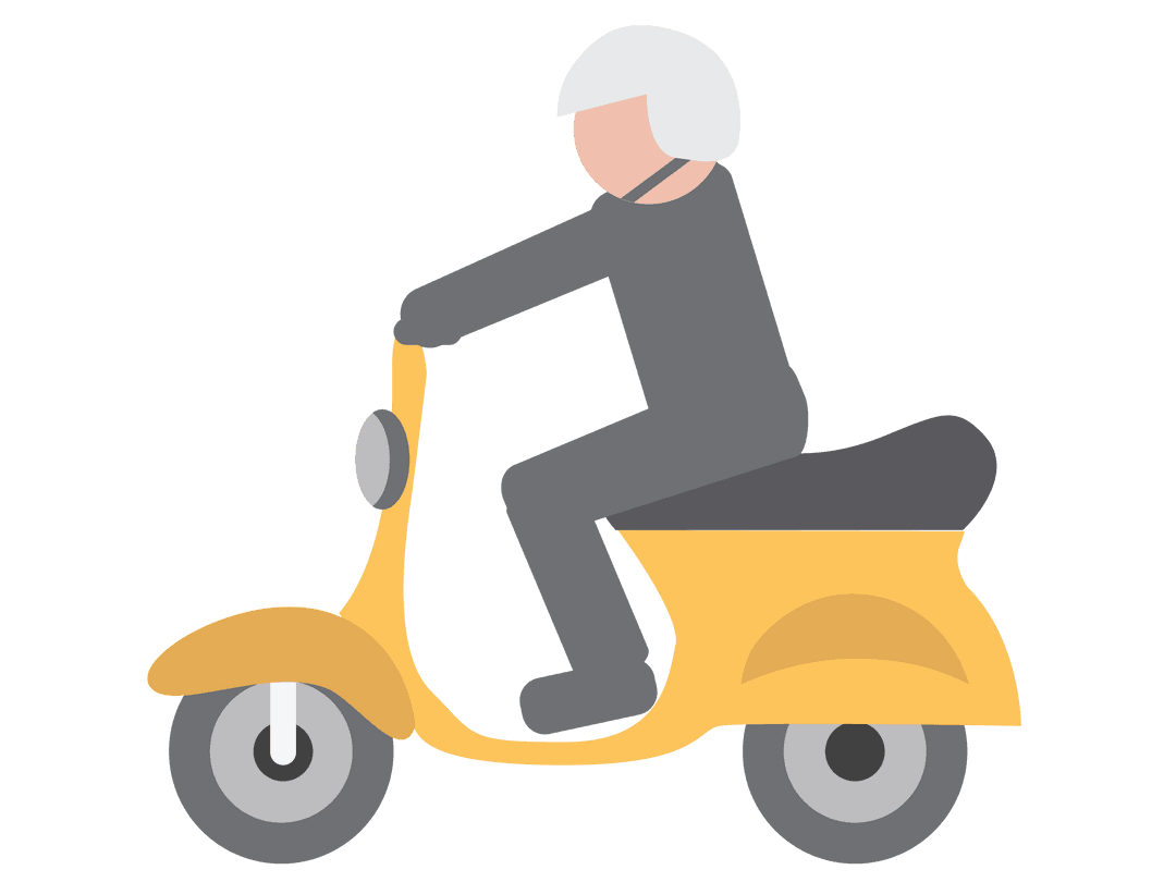 Minimalistic Vector Design Rider on Yellow Motorbike Transparent Background