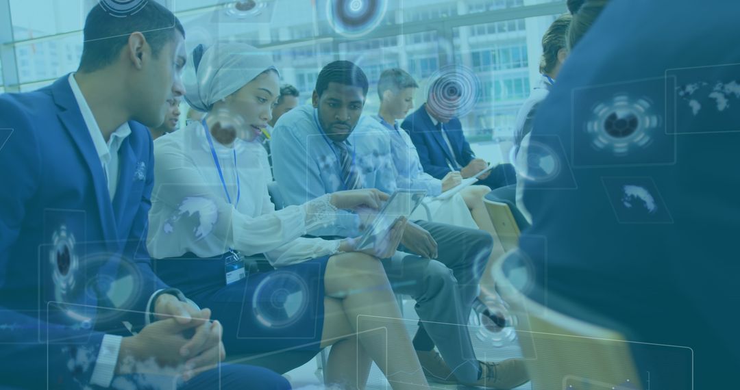 Diverse Business Team Analyzing Digital Data Interface