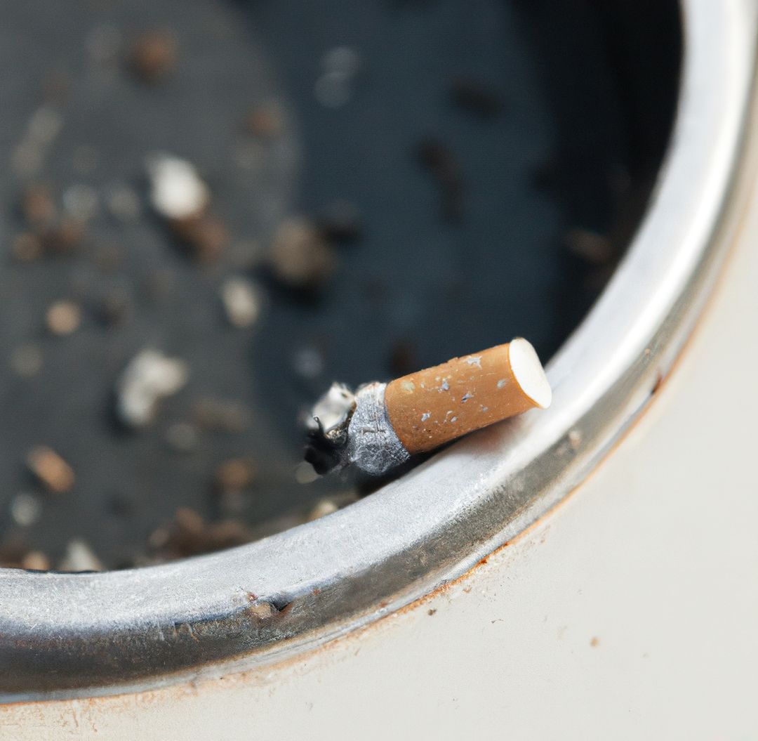 Close up of cigarette in ashtray with copy space - Free Images, Stock Photos and Pictures on Pikwizard.com