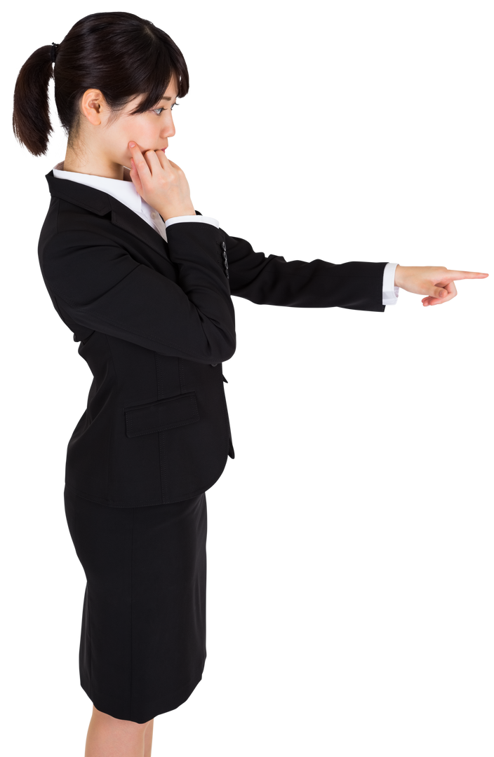 Focused Asian Businesswoman Pointing Finger Transparent Background - Download Free Stock Images Pikwizard.com