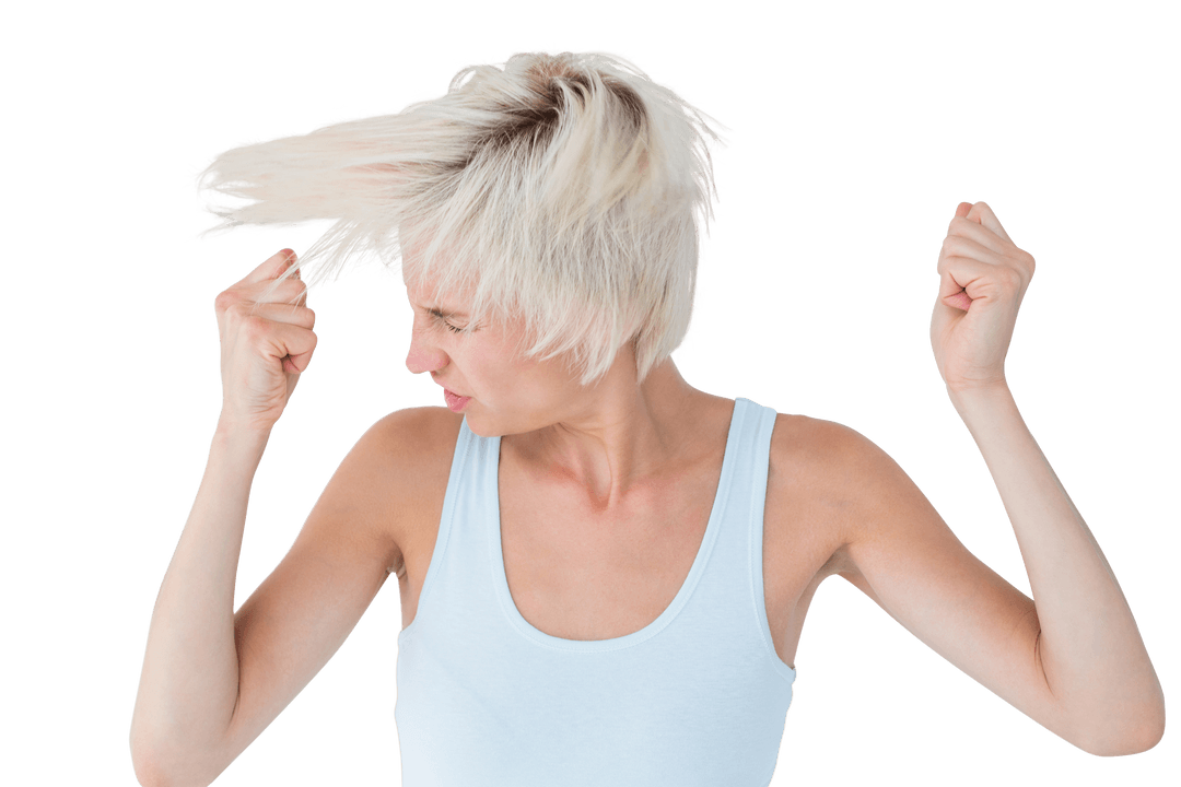 Transparent Angry Woman Shaking Head in Frustration