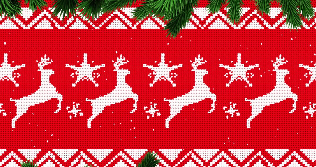 Festive Red Christmas Knit Patterns with Reindeer - Free Images, Stock Photos and Pictures on Pikwizard.com