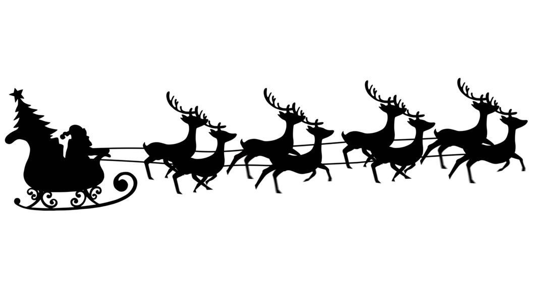 Silhouette of Santa's Sleigh with Reindeers for Christmas - Free Images, Stock Photos and Pictures on Pikwizard.com