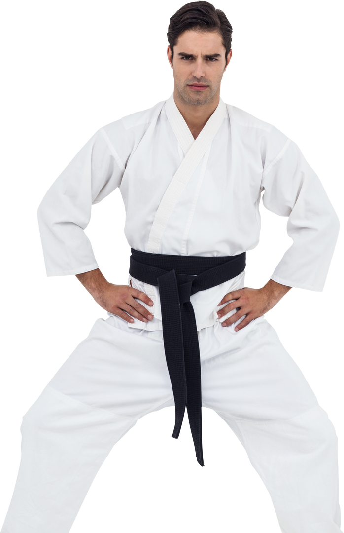 Karate Instructor in Strong Pose on Transparent Background - Download Free Stock Images Pikwizard.com