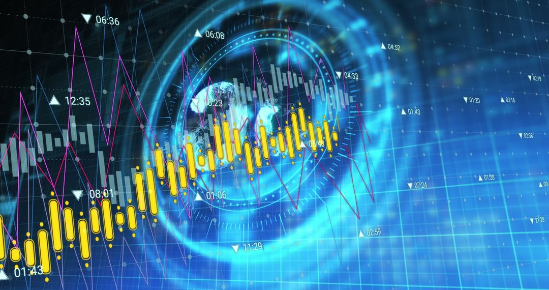 Digital Financial Data with 5G Symbol and Global Connectivity