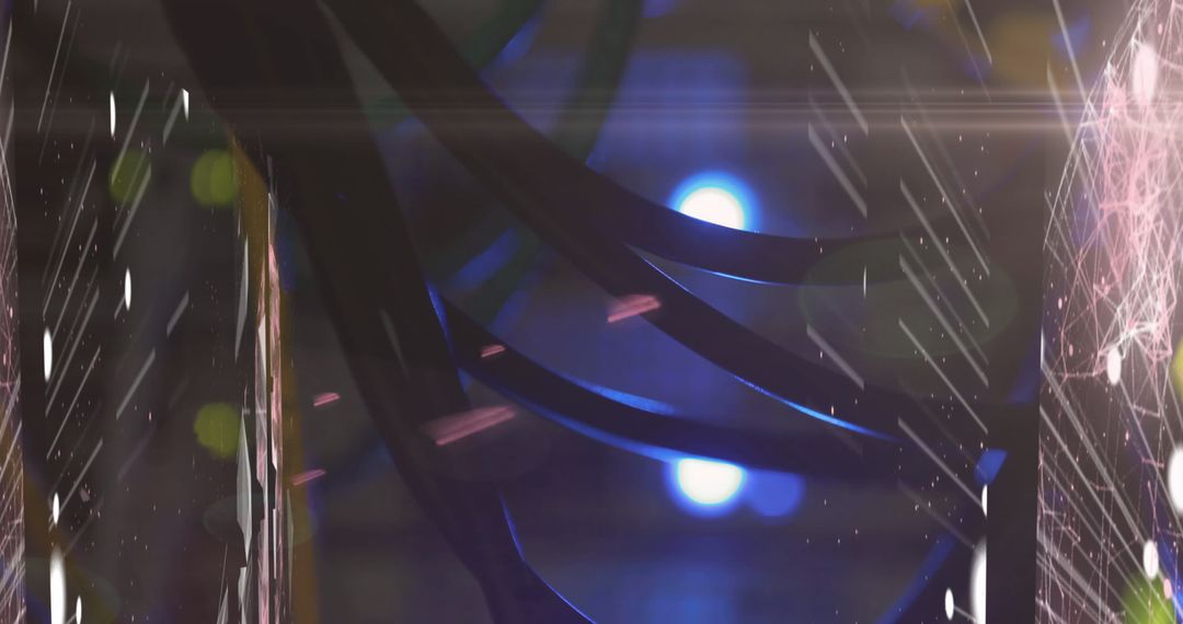 Glowing Network Connections in a Dimly Lit Server Room