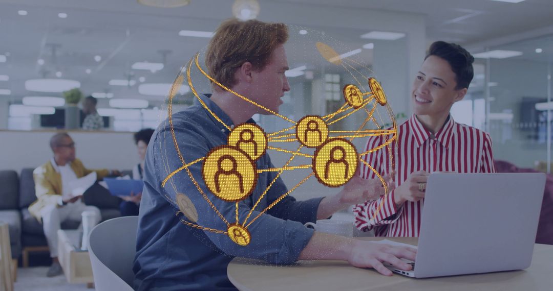 Digital Collaboration in Modern Office with Networking Elements