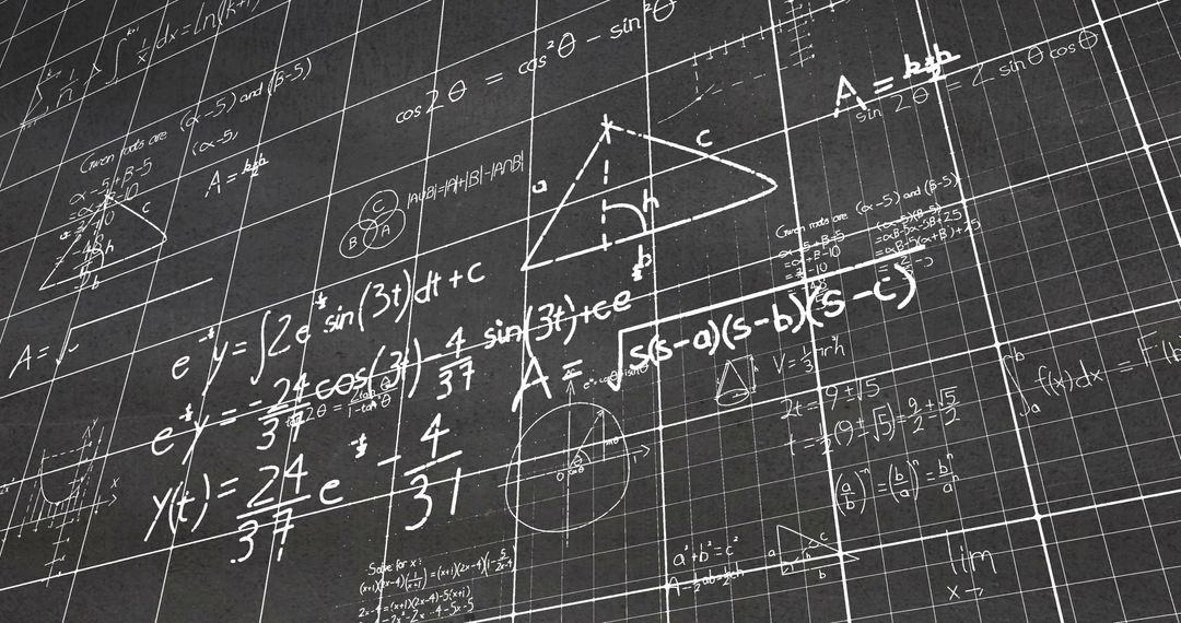 Complex Mathematics Equations on Chalkboard for Education Concept