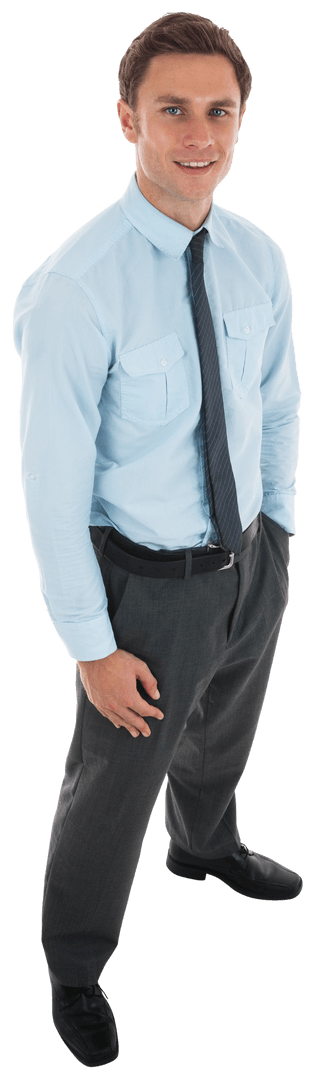 Transparent Confident Businessman Posing with More Assurance