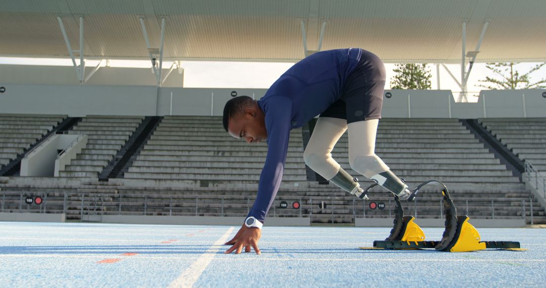 Paralympic Athlete Preparing on Track - Free Images, Stock Photos and Pictures on Pikwizard.com