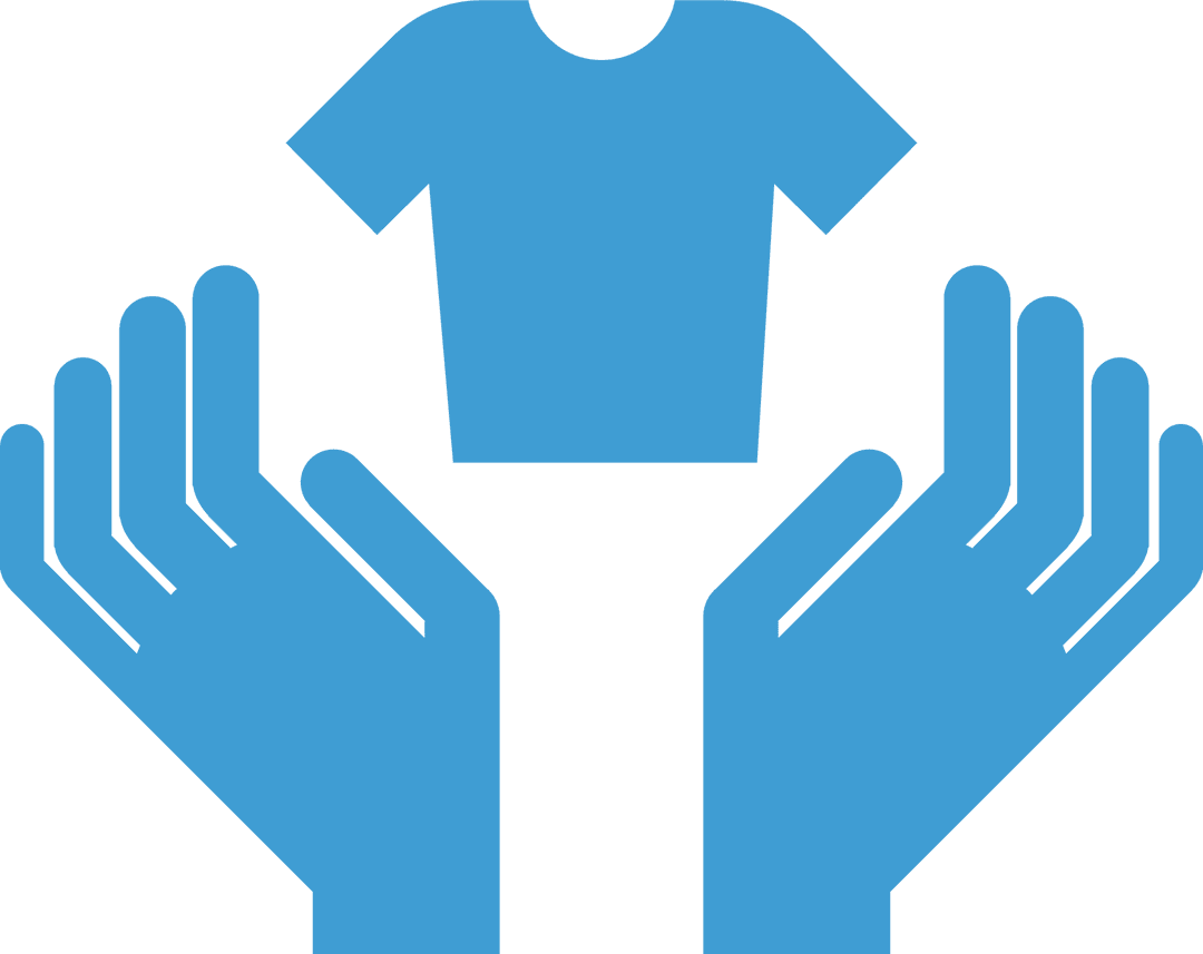 Blue Hands Embracing T-shirt Icon on Transparent Background