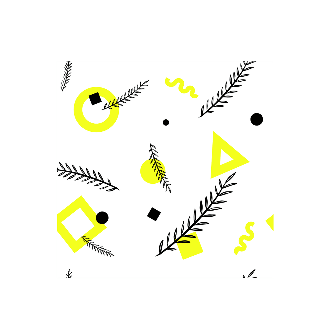 Digital Abstract Yellow and Black Pattern on Transparent Background
