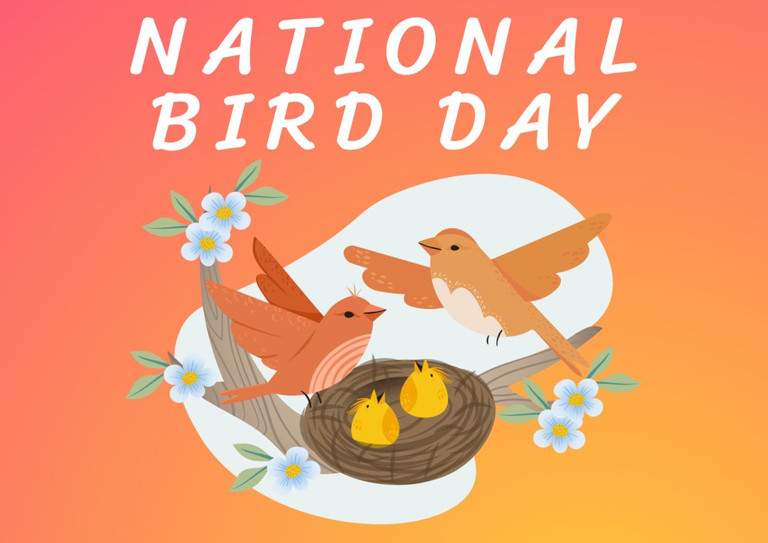 National Bird Day Celebration with Cartoon Birds and Nest - Free Images, Stock Photos and Pictures on Pikwizard.com