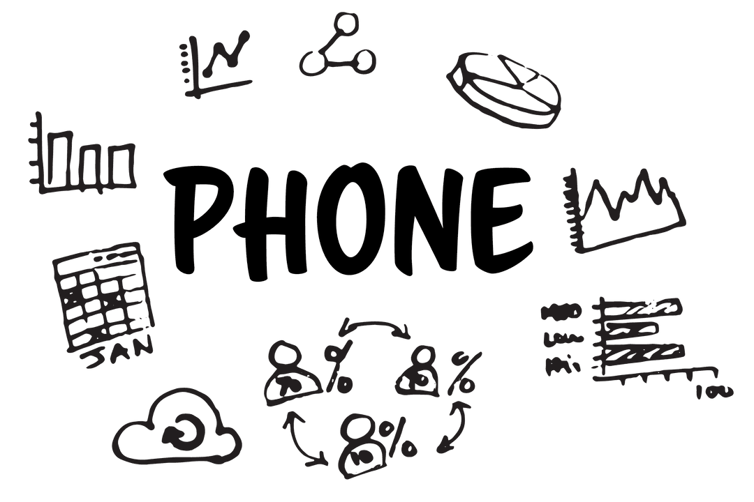 Transparent Business and Finance Icons with Phone Elements