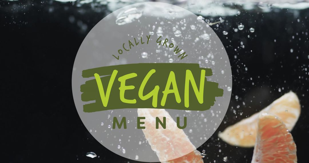 Vegan Menu Text Encased Over Fresh Fruit With Water Splash Aesthetic