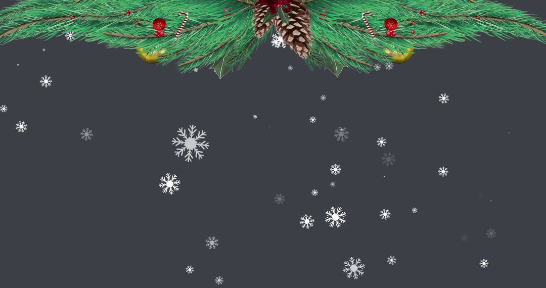 Festive Christmas Background with Fir Branches and Snowflakes