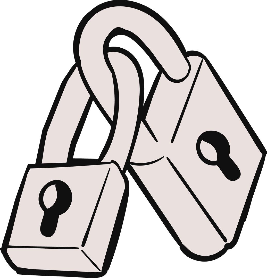 Minimalist Padlock Pair on Transparent Background for Security Graphics