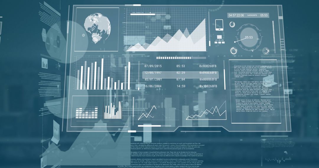 Futuristic digital dashboard with global analytics interface