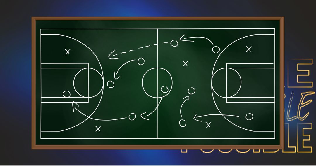 Basketball Strategy Chalkboard with Game Plan