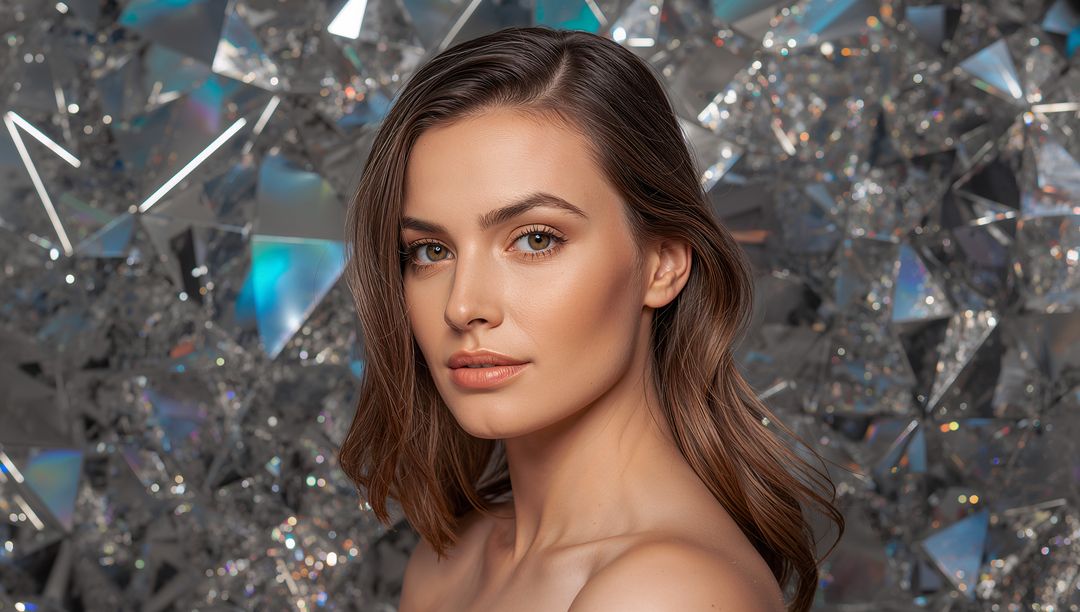 Elegant Portrait Of Model With Geometric Reflective Background