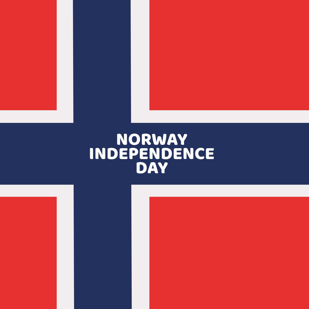 Norwegian Flag with Norway Independence Day Text