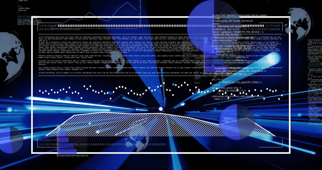 Futuristic Digital Interface with Glowing Data Visualization