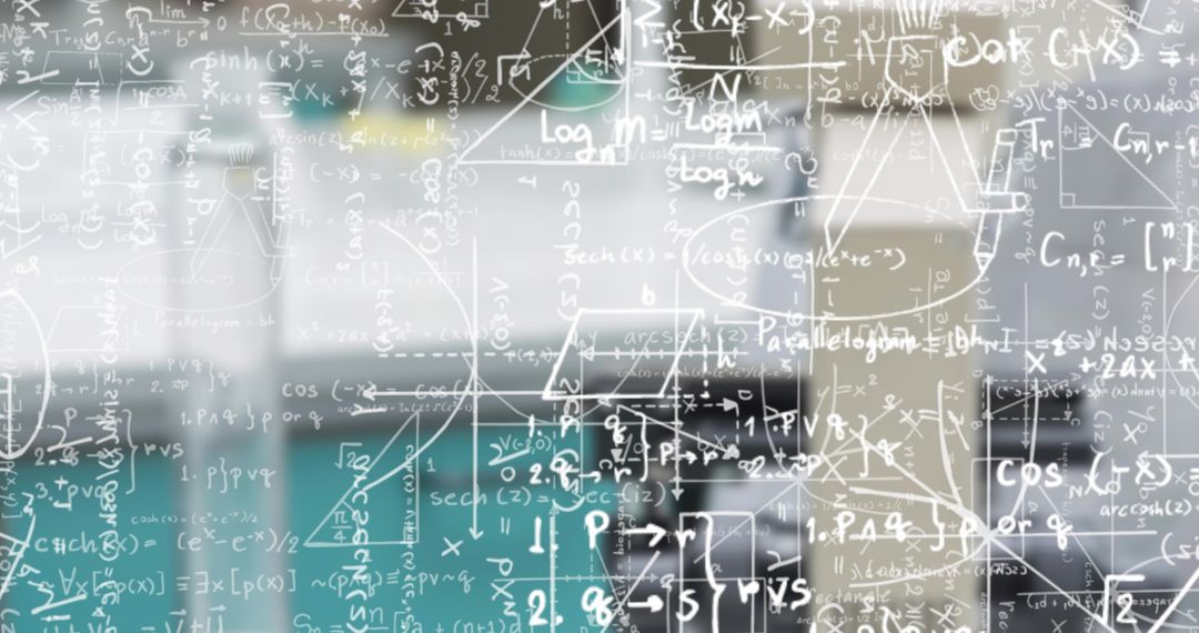 Abstract Math Formulas Connecting Technology and Innovation