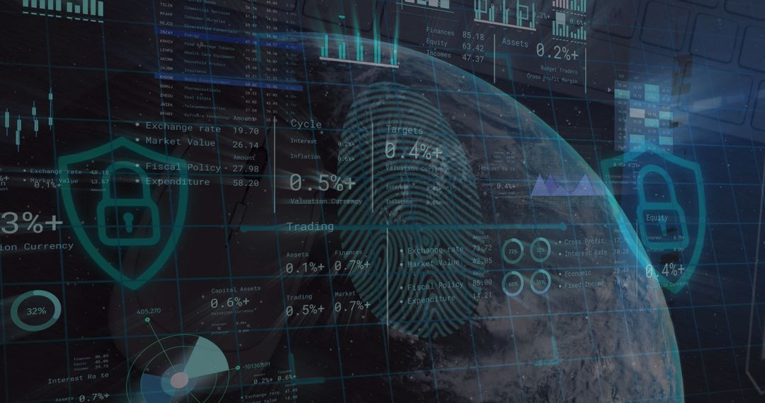Global Financial Data Processing with Digital Security Concept