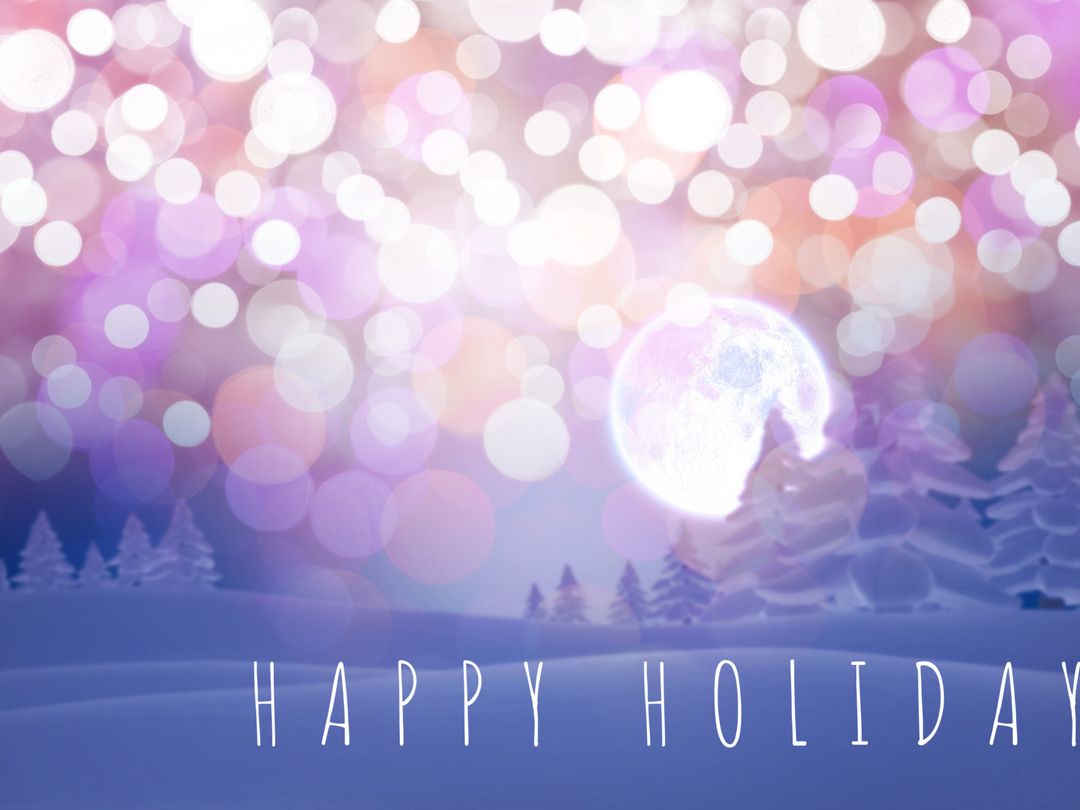 Magical Winter Landscape With Festive Sparkling Lights