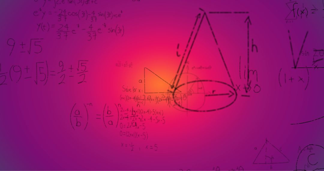 Abstract Math Formulas on Vibrant Purple Background