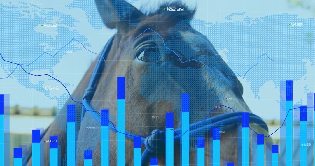 Horse with Financial Overlay: Global Market Trends Illustration
