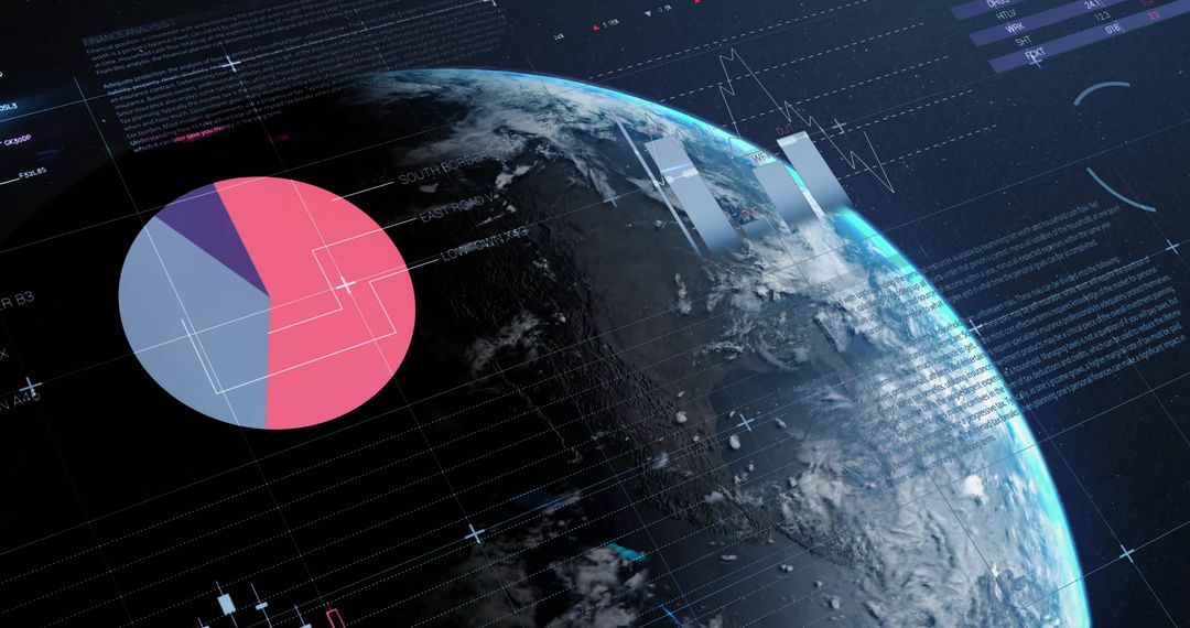 Global Business Data Analytics Infographic Interface Over Earth