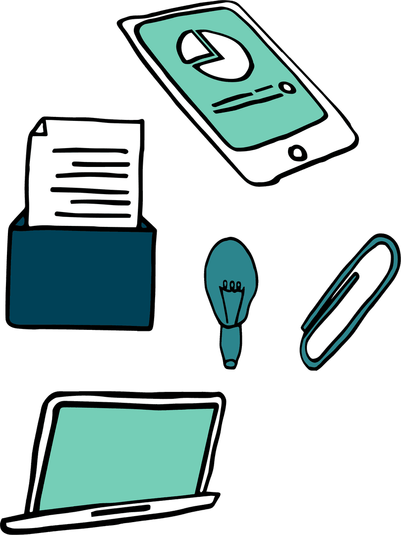 Transparent Modern Technical Office Icons Set