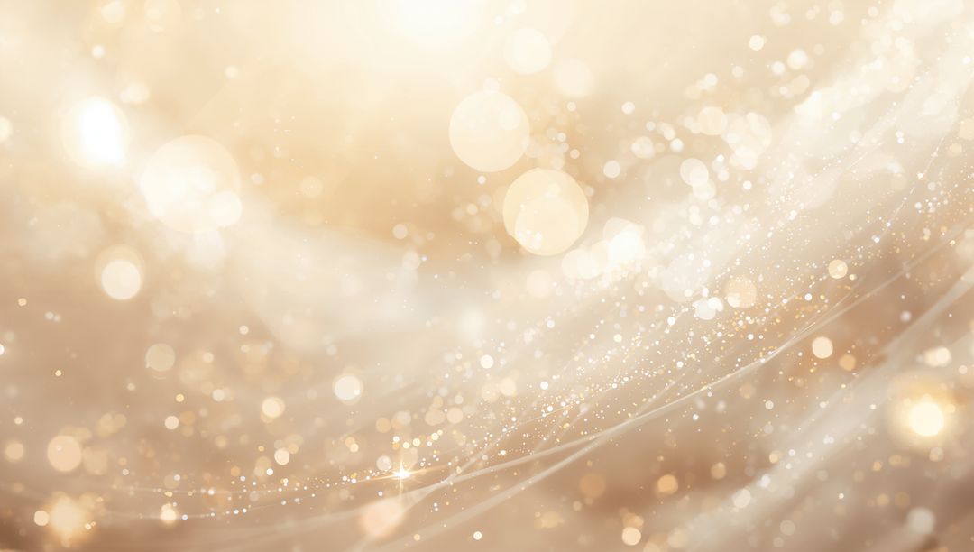 Shimmering Golden Bokeh Background with Sparkling Dust, Glowing Orbs and Flowing Light Streaks