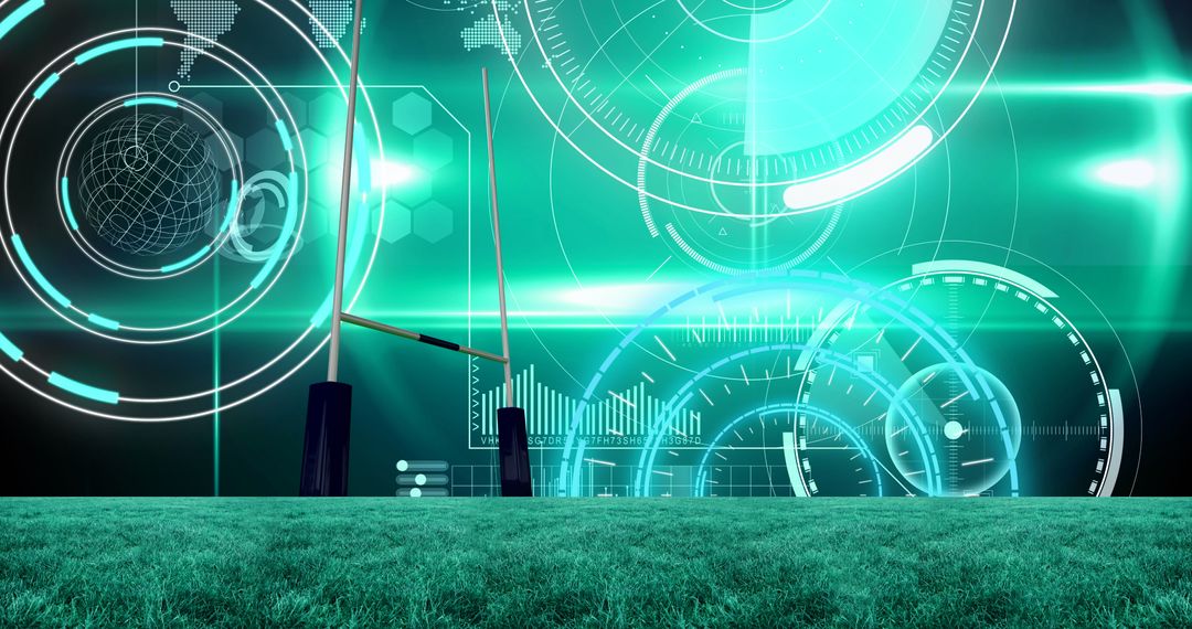 Futuristic Data Processing Over Sports Stadium