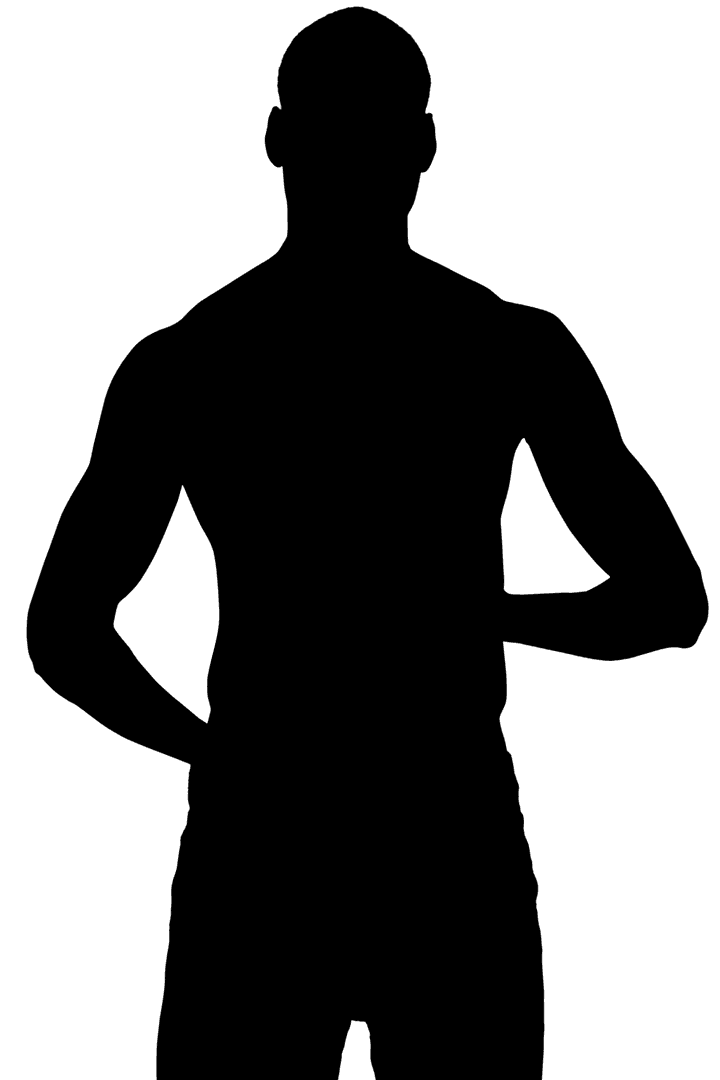 Silhouette of Man with Arms on Stomach on Transparent Background