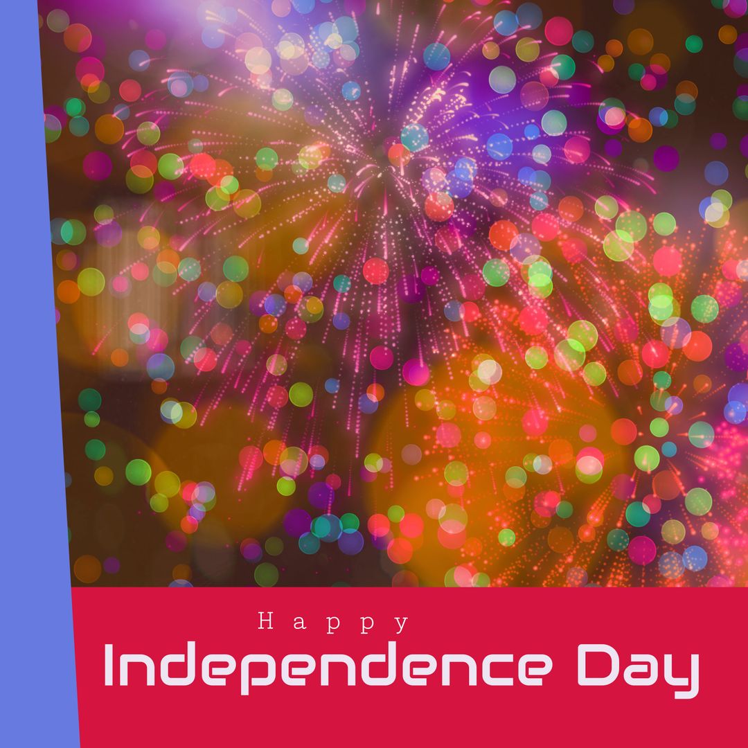 Vibrant Fireworks with Independence Day Greeting