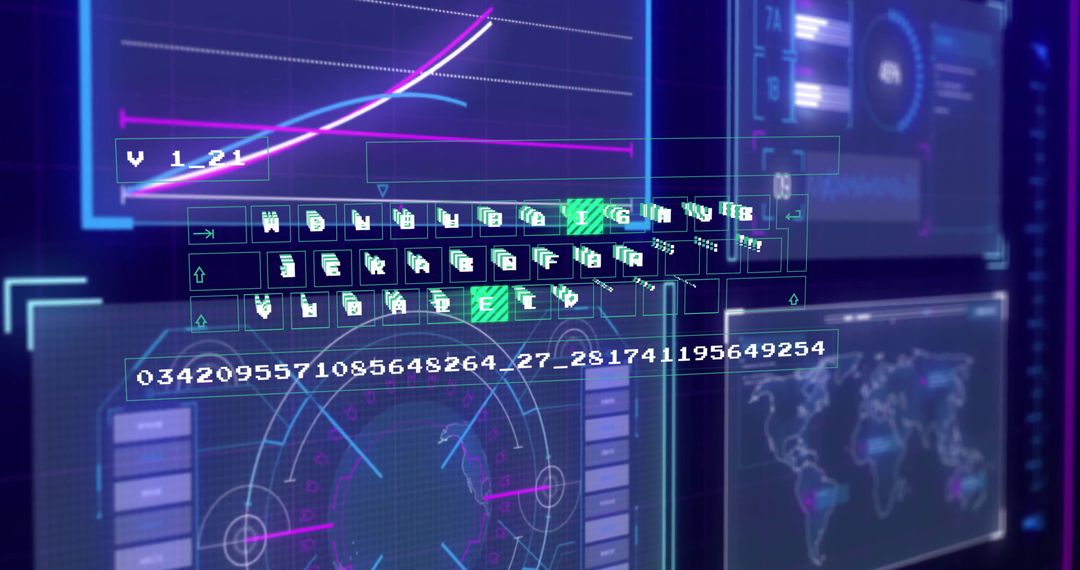 Futuristic Data Interface with Global Tech Connections