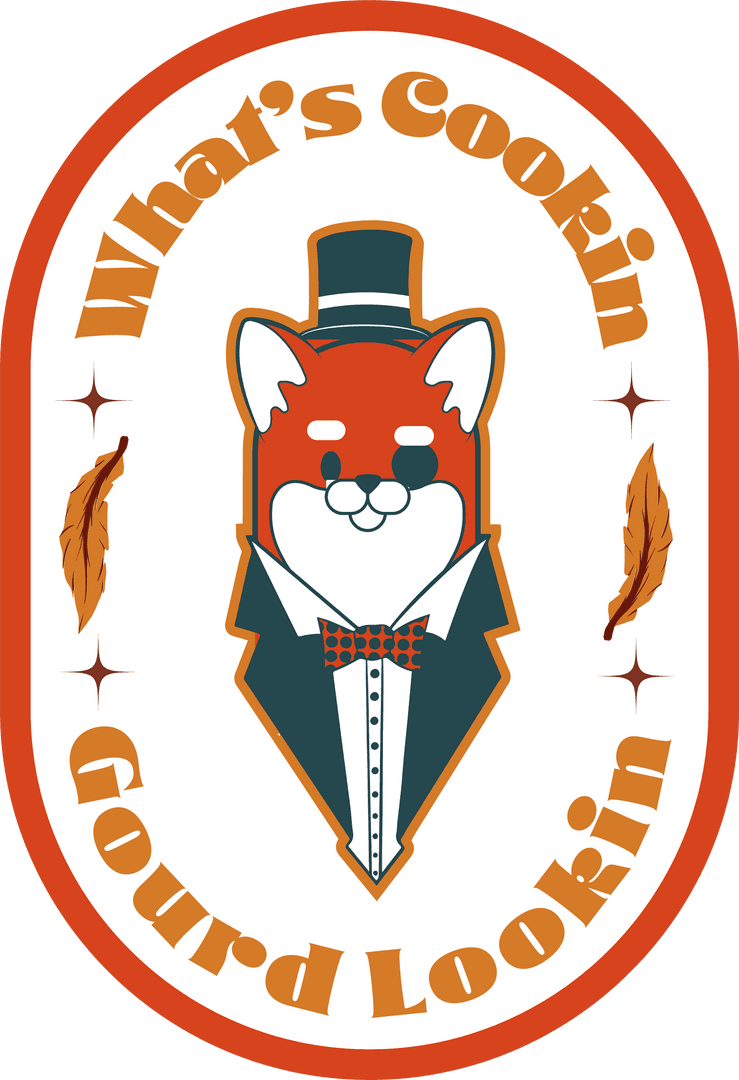 Elegant Tuxedo Fox Inside Orange Oval with Stars Transparent Graphic