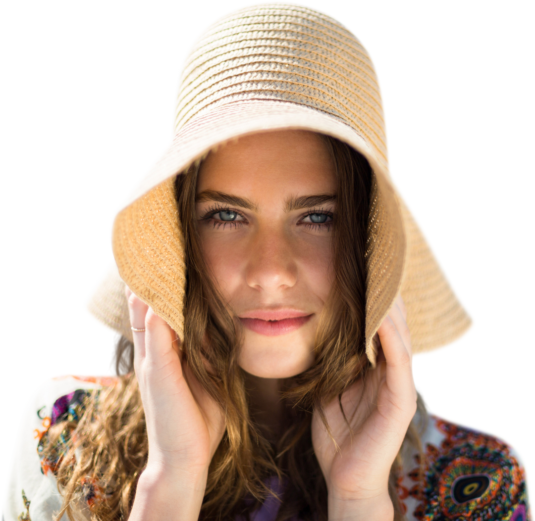 Transparent Portrait Young Girl Wearing Straw Hat - Download Free Stock Images Pikwizard.com